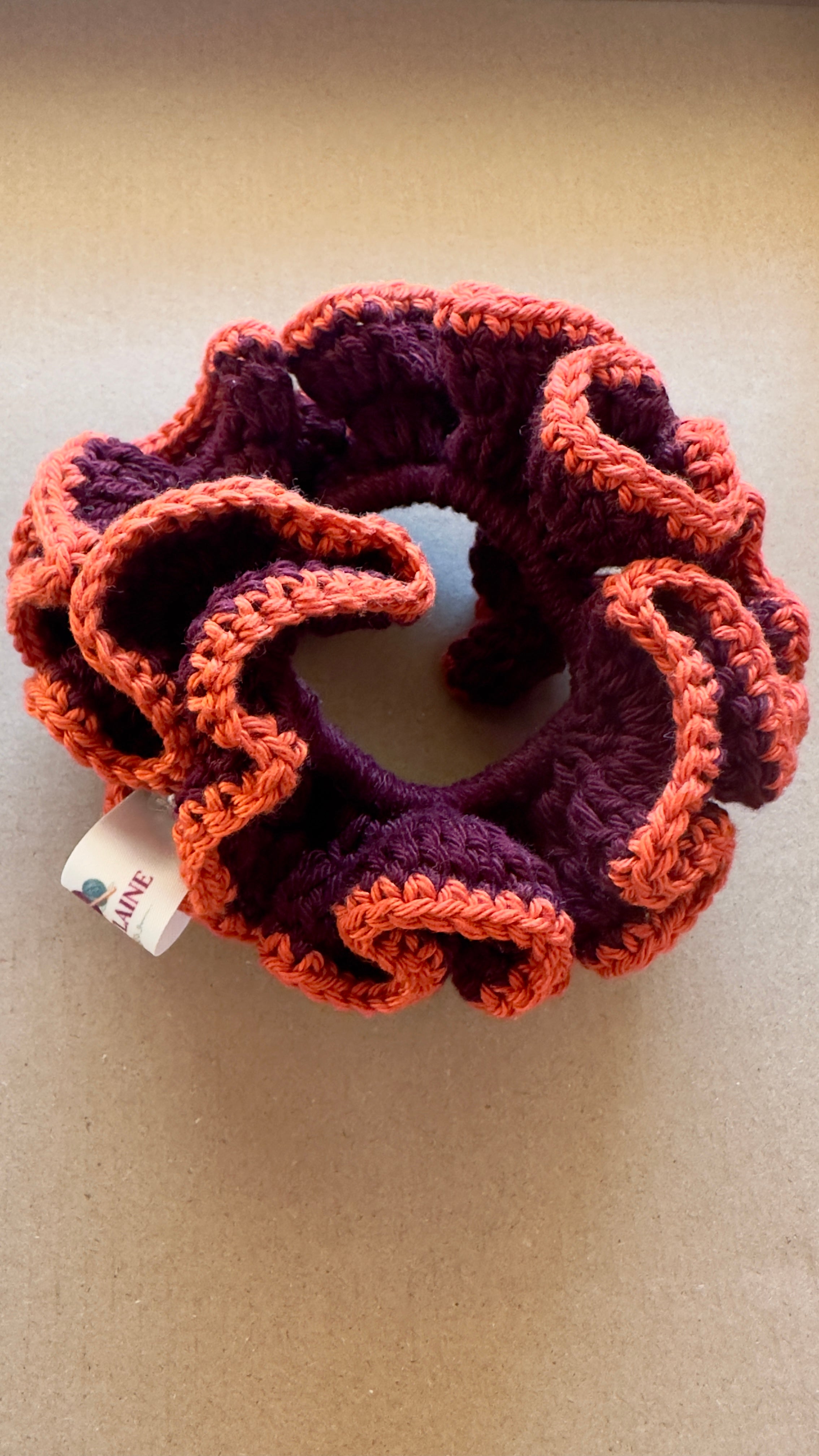 Chouchou volant en Crochet Fait Main – Coloris Automne