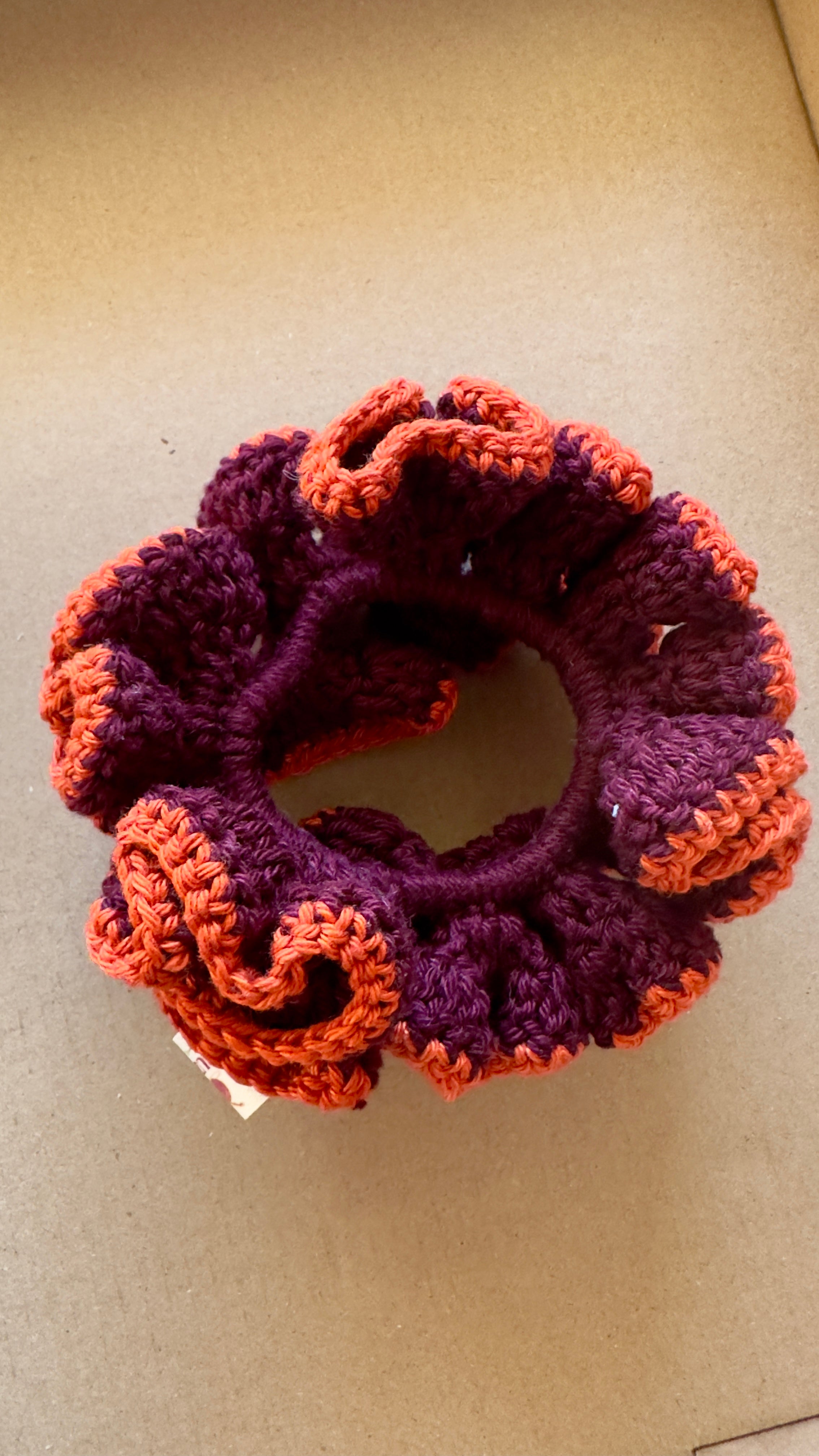 Chouchou volant en Crochet Fait Main – Coloris Automne