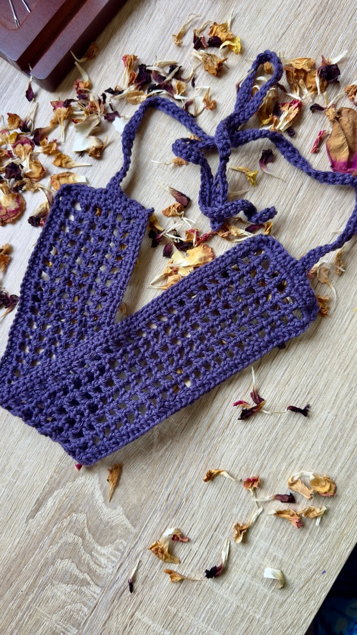Bandeau Cheveux (Headband) en Crochet Fait Main – Violet Améthyste