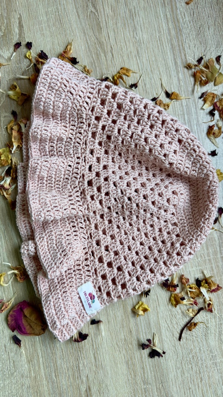 Chapeau Bob en Crochet Fait Main – Rose Poudré Chic