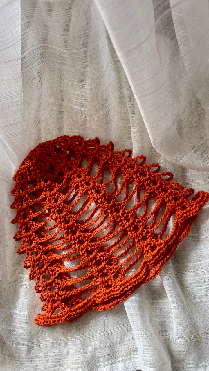 Bonnet filet en crochet « Terracotta »